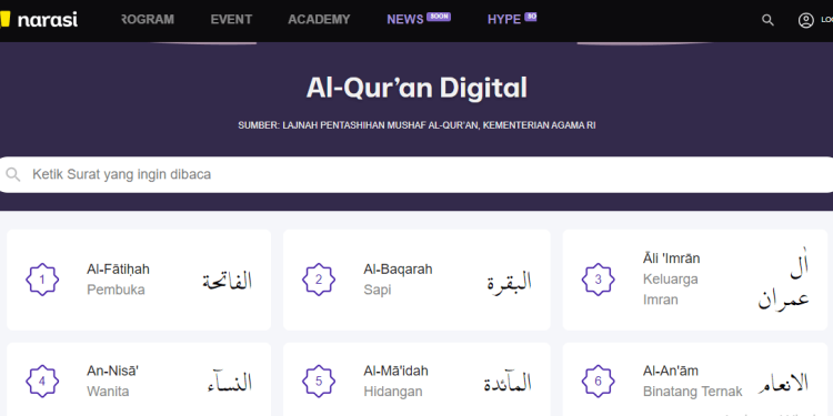 Website Baca Al-Quran 30 Juz Online Lengkap dengan Tafsirnya