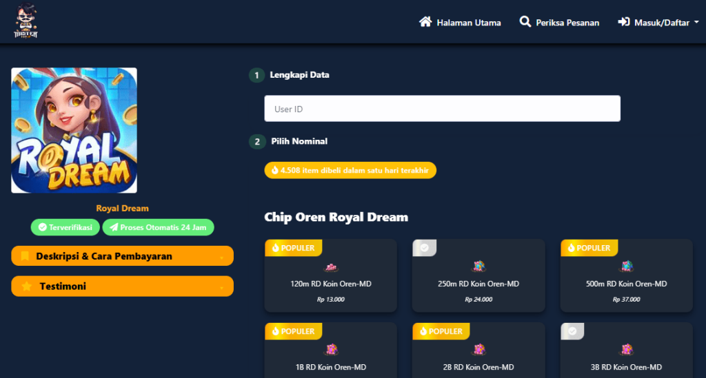 Menggapai Impian dengan Mudah: Top Up Royal Dream di MisterTopUp