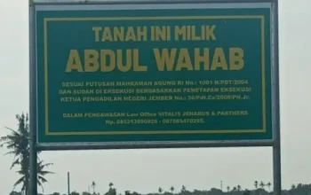 Plang tanah milik ahli waris sah almarhum Abdul Wahab